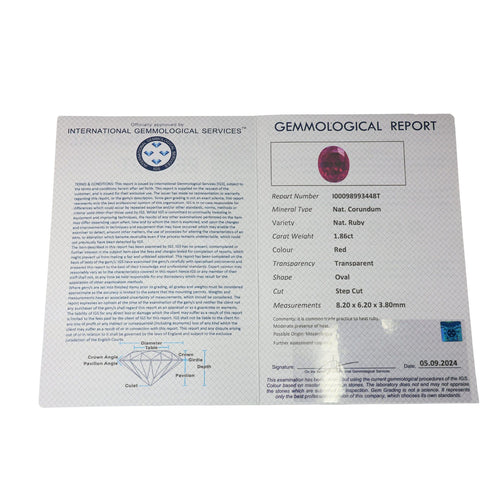 Bague 55 Bague en or blanc avec rubis certifié et diamants 58 Facettes