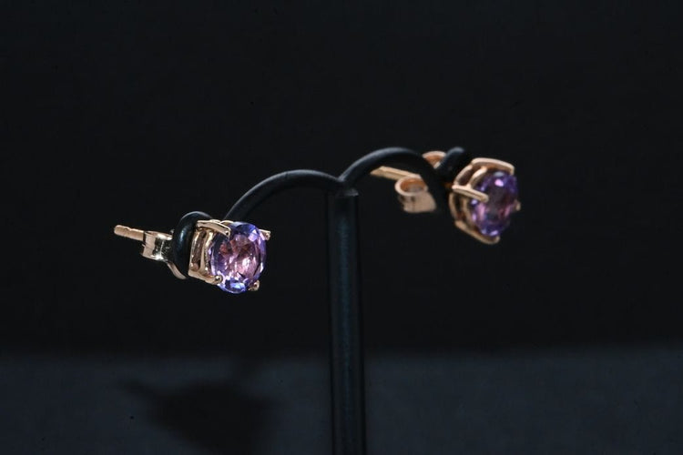 Boucles d'oreilles Boucles d'oreilles améthyste en or rose 58 Facettes