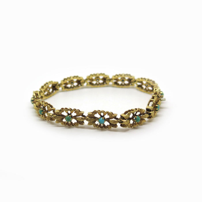 Bracelet Bracelet en or jaune et turquoises 58 Facettes