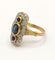 Bague 54 Bague Marquise Vintage or jaune sertie de trois saphirs et de diamants 58 Facettes
