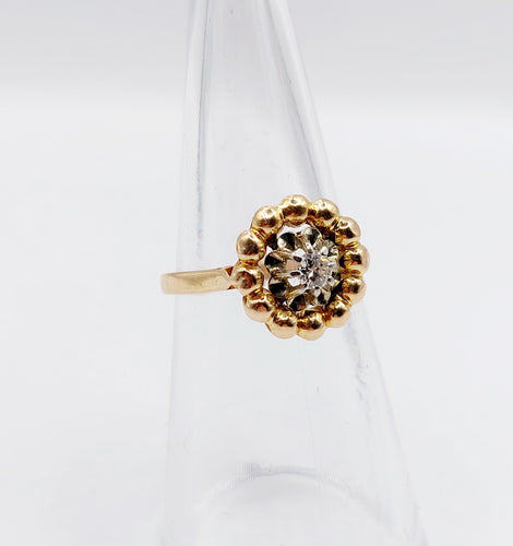 Bague 50.5 Bague fleur Art Déco or rose et diamant 58 Facettes A06258