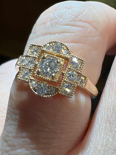 Bague 53 Bague diamants en pavage  diamants or rose 58 Facettes 7624 A