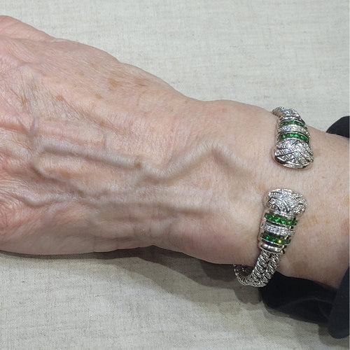 Bracelet Pulsera de tsavoritas y diamants taille brillant en or blanc 18k 58 Facettes P76