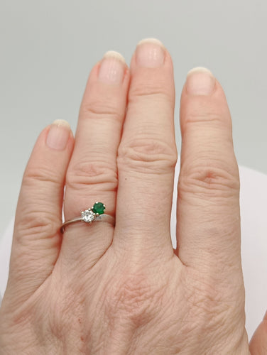 Bague 49 Bague Vous et Moi Emeraude et diamant 58 Facettes