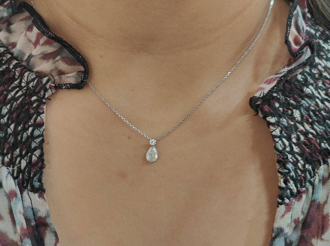 Collier Collier pendentif diamant poire 0,45ct en or blanc 58 Facettes 33409