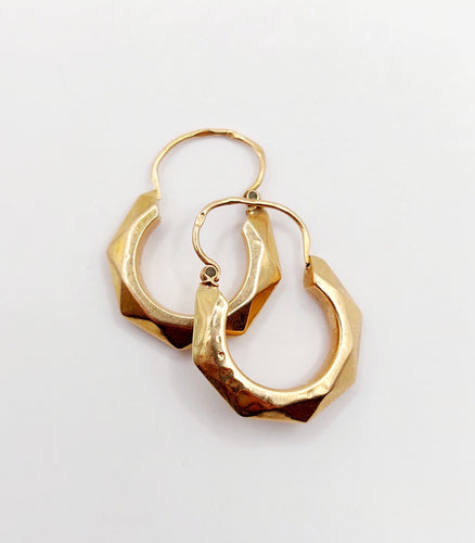 Boucles d'oreilles Créoles style Art Déco or rose finement travaillées 58 Facettes A06264