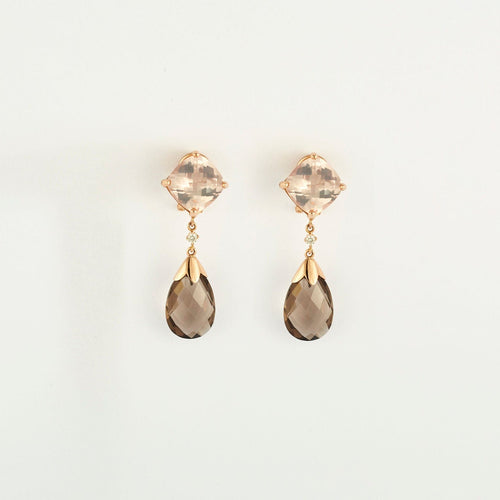 Boucles d'oreilles Boucles d'oreilles transformables Quartz fumé Diamants 58 Facettes