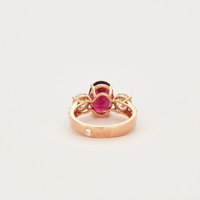 Bague Bague or rose avec tourmaline rubellite diamants 58 Facettes