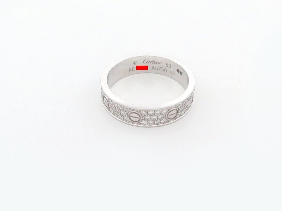 Bague 53 bague CARTIER love full pave pm diamants 0.31 ct 53 or blanc 18k 58 Facettes 265187