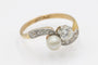 Bague 55 Bague « toi et moi » en or jaune et platine avec perle et diamants, première moitié du XXe siècle. 58 Facettes 11480