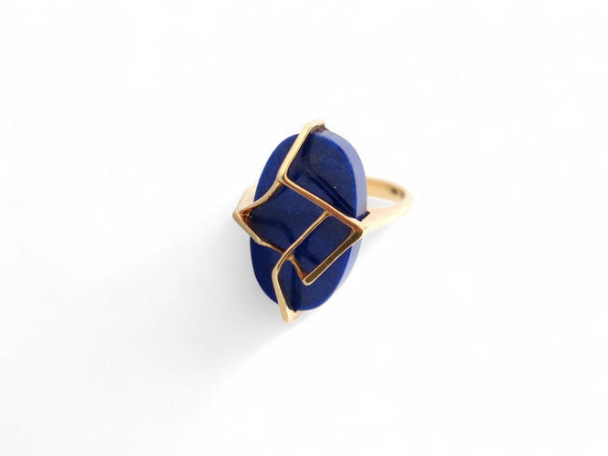 Bague 54 vintage bague FRED t54 en or jaune 18k sertie pierre lapis lazuli 9gr 58 Facettes 269965
