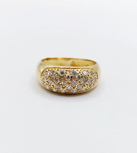 Bague 52.5 Bague jonc bombée or jaune 18k pavé 0,65 carats de diamants taille brillant 58 Facettes A04886