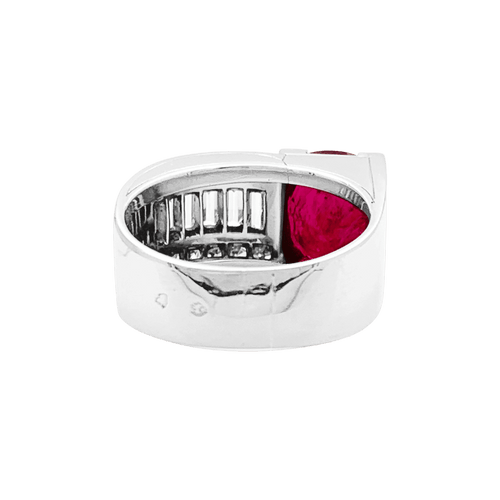 Bague 54 Bague tank platine, rubis et diamants. 58 Facettes 34687