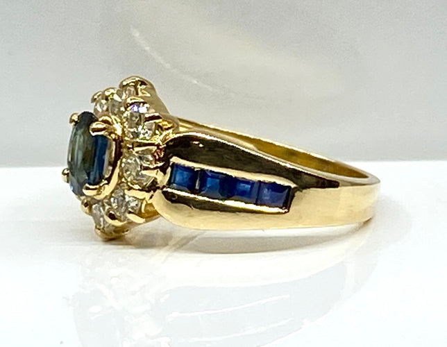 Bague 52 Bague jonc marguerite en or jaune 18 carats en saphirs et diamants 58 Facettes AB573