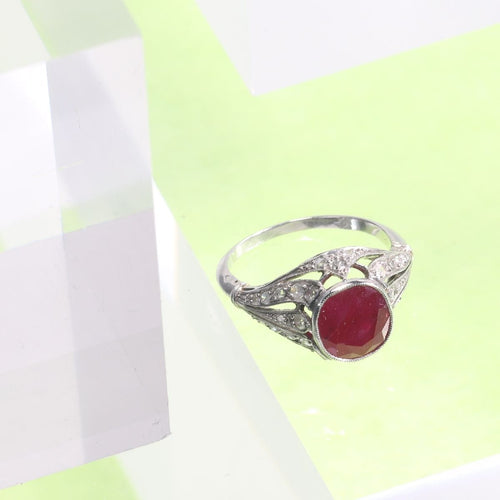 Bague 52 Bague de rêve décorative en rubis et diamants birmans 58 Facettes 16319-0014