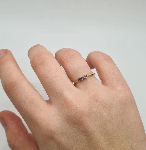 Bague 52 Bague or rose sertie d’améthystes 58 Facettes