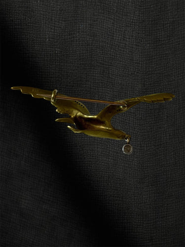 Broche Broche « Jonathan Livingston » en or jaune, diamants, émail et rubis 58 Facettes