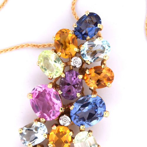 PENDENTE con COLLANA in ORO GIALLO 18 KT - FIRMATO ''TREA'' 58 Facettes