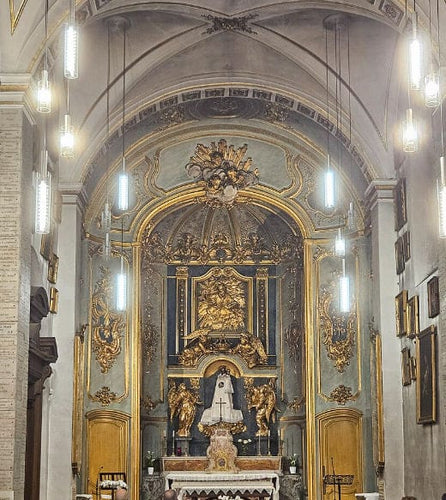 Pendentif Médaille pendentif biface XIXe N.D. de Fourvière en or jaune 18k 58 Facettes