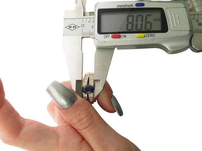 Bague 53 bague style art deco t53 saphir 1.65ct diamants 0.16ct or jaune 18k 12.2g 58 Facettes 268366