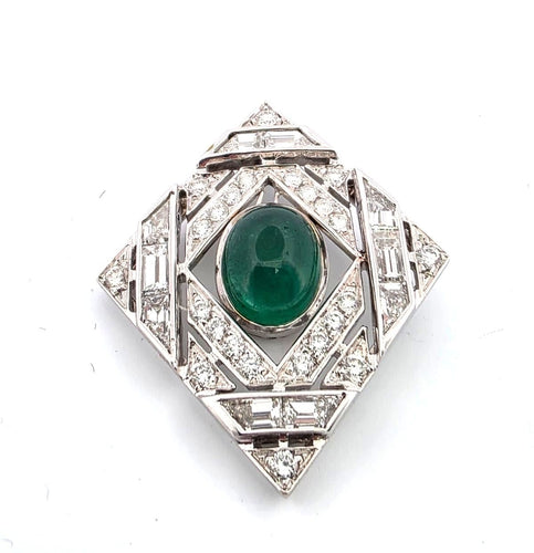 Pendentif Pendentif en or blanc avec émeraude et diamants 58 Facettes