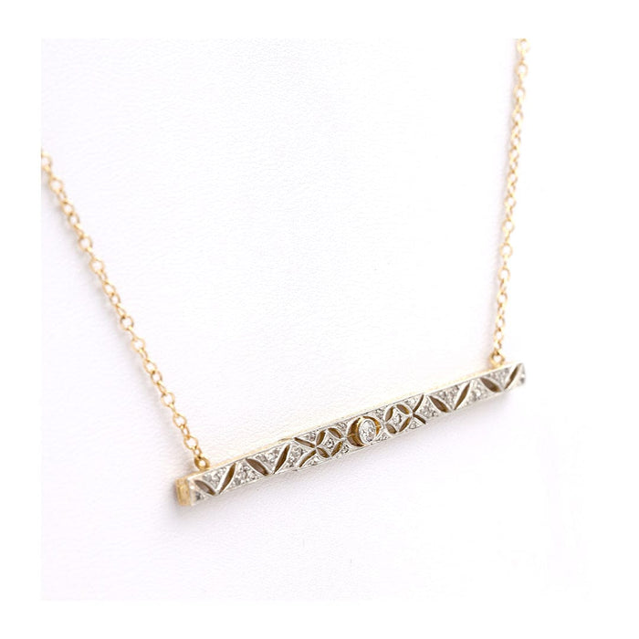 Collier COLLIER LIGNE DIAMANTS OR GRIS & OR JAUNE 58 Facettes