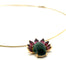 Collier Collier Ras-de-Cou en Or Jaune avec Tourmaline Verte et Grenats Rhodolites 58 Facettes