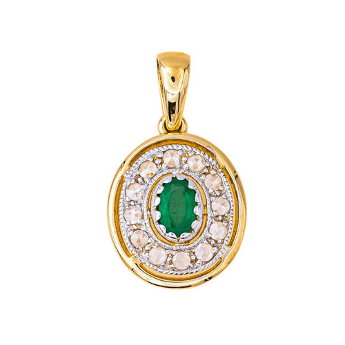 Pendentif Pendentif Or jaune, Or blanc Emeraude, Diamant 58 Facettes 4227670CN