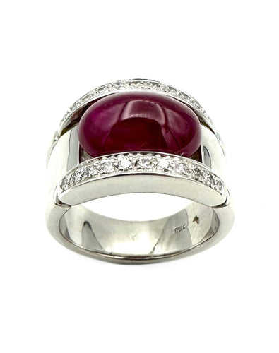 Bague 58 Bague or blanc 18K, diamants et rubis 11ct certifié 58 Facettes