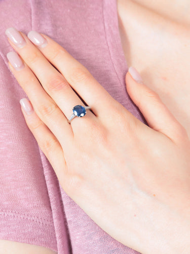 Bague 54 Bague Or Blanc Saphir Thaïlande Diamants 58 Facettes