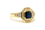 Bague 56 Bague contemporaine en or jaune 18 carats sertie d'un saphir et de diamants "taille" brillant (+-0.294ct) 58 Facettes B732
