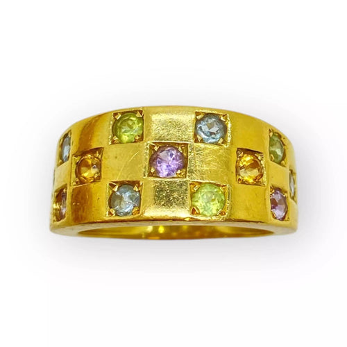 Bague 50 Bague damier empierrée multicolore 58 Facettes 330072461