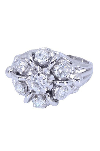 Bague 52 Bague fleur or blanc et diamants 58 Facettes 087651