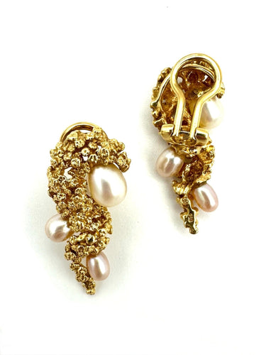 GILBERT ALBERT. Kolczyki z 18-karatowego żółtego złota i pereł