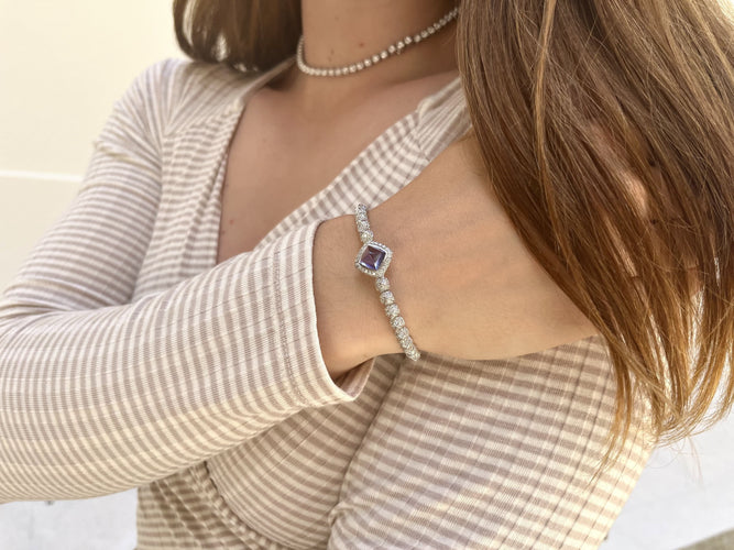 Bracelet Bracelet Fred Pain de Sucre en or gris 18K avec tanzanite 4,50 ct et diamants - Edition 75 ans - Full Set 58 Facettes FB08115