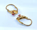 18-carat yellow gold earrings Sleepers earrings with red stones 
