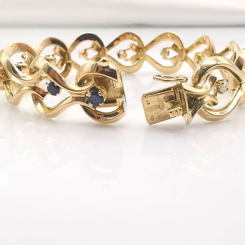 Bracelet Bracelet or jaune diamants et saphirs 58 Facettes
