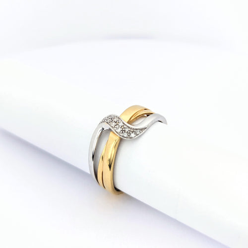 2-tonet gull- og diamantring