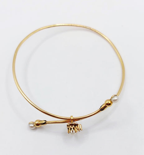 Bracelet Bracelet victorien ajustable or jaune, perles et diamant taille rose (circa 1900) 58 Facettes A05281