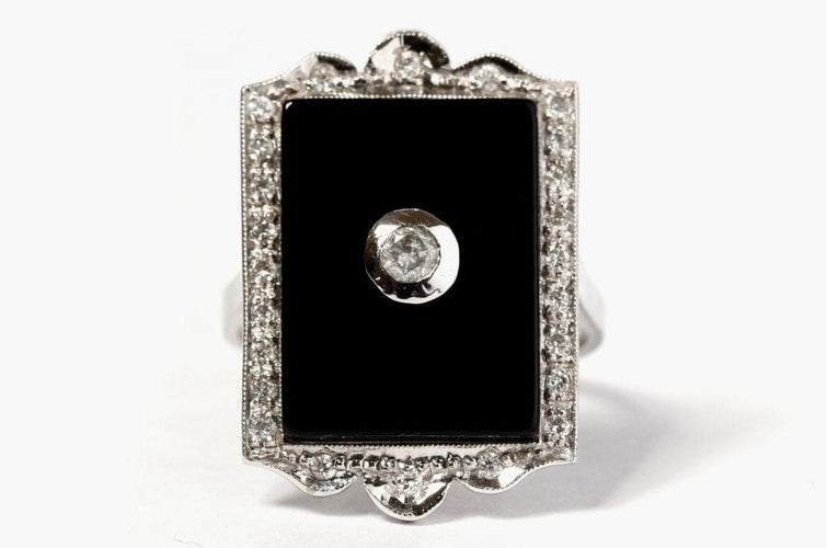 Bague 53 Bague Onyx Diamants 58 Facettes