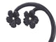 Boucles d'oreilles Boucles d'oreilles en or blanc 0,18 carat avec fleur précieuse noire et gros diamants 58 Facettes 2260