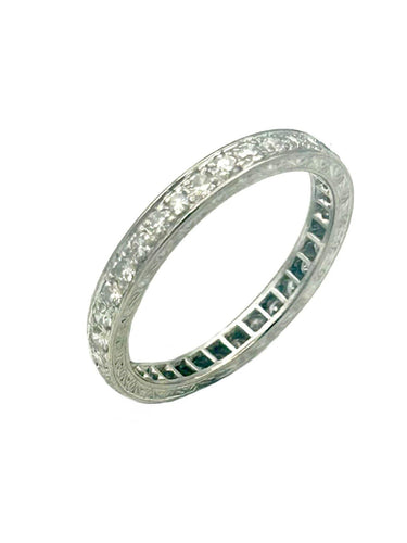 Bague 59 Alliance or blanc  et Diamants 58 Facettes