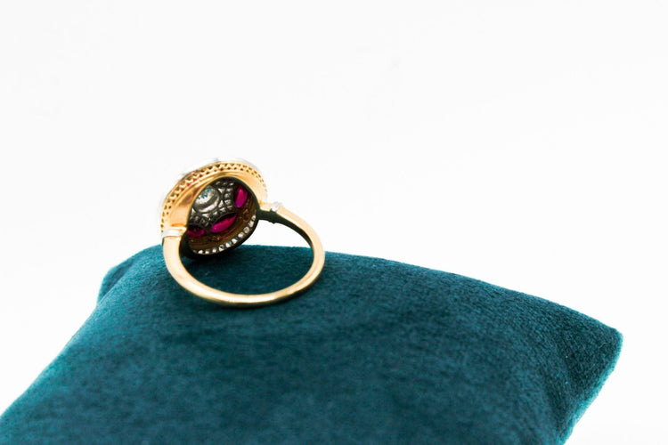 Bague 53 Bague ronde or bicolore, diamants et rubis 58 Facettes 250048