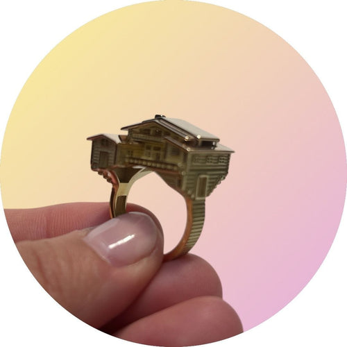 Bague 53 PHILIPPE TOURNAIRE - Collection Architecture, bague Chalet en or jaune 58 Facettes 123577.2