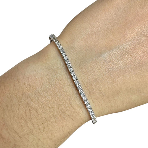 Bracelet Bracelet Tennis Diamants 3.4ct – Or blanc 18K – 8.8g 58 Facettes