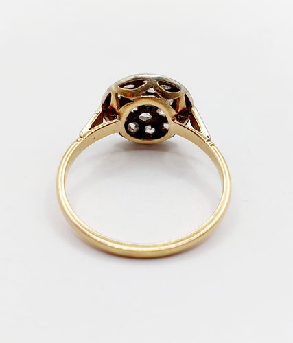 Bague 62.5 Bague cible or jaune, diamants taille rose (circa 1920) 58 Facettes A06337