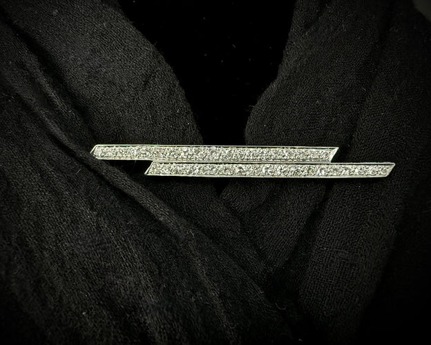 Pendentif Barrette et Pendentif Art Déco or et platine sertie de 2,60 carats 58 Facettes