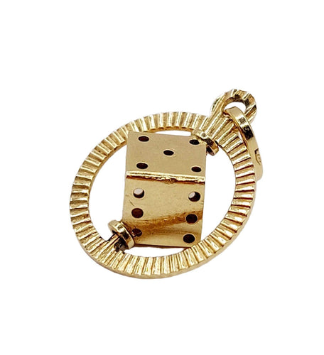 Pendentif Pendentif vintage or jaune 18k formant un dés monté sur un axe, jeu, chance 58 Facettes A05003