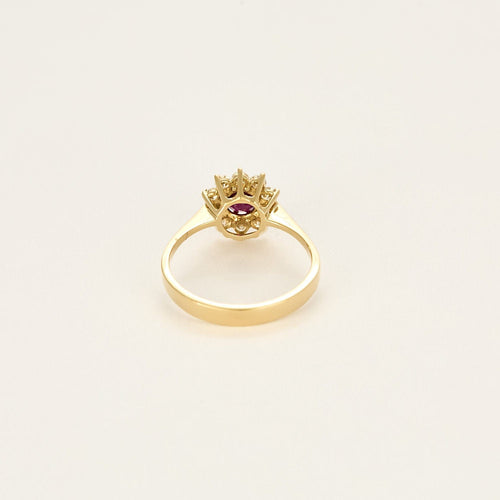 Bague 54 Bague Marguerite or jaune, rubis et diamants 58 Facettes BA212