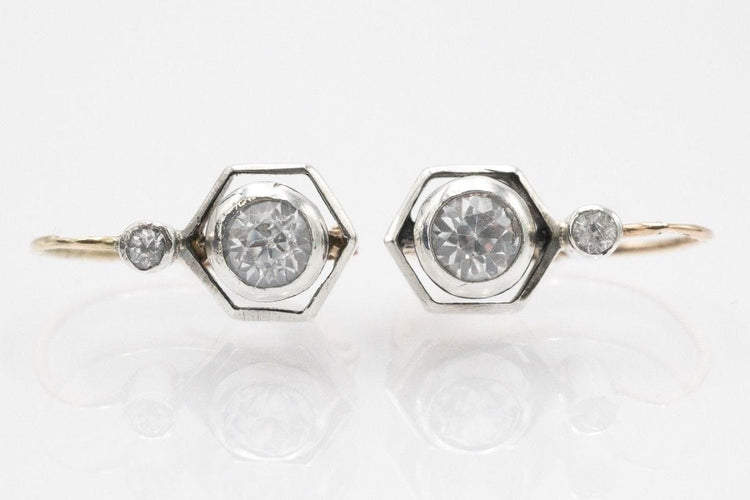 Старинни висящи обеци с бели сапфири, Австро-Унгария, първа половина на XX век 